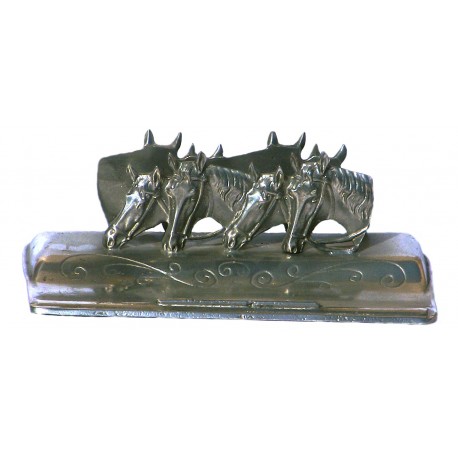 Pewter letter and pencil rack with horse decor