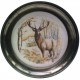 Pewter and faience plate with deer decor