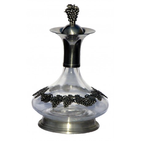 Decanter with base, stopper and grape garland