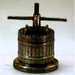 Pewter miniature wine press