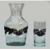 Carafe de service avec 6 verres décor raisin