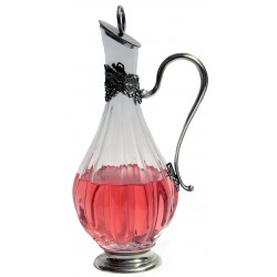 Carafe de service avec pied, anse bouchon et décor raisin