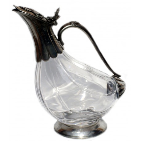 Serving decanter with grape decor, spout and base