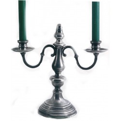 Two flames pewter candlestick