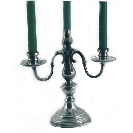 Three flames pewter candlestick