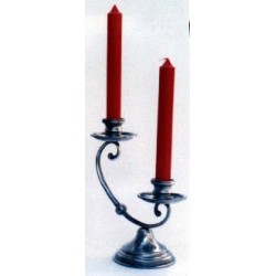 Two flames pewter candlestick