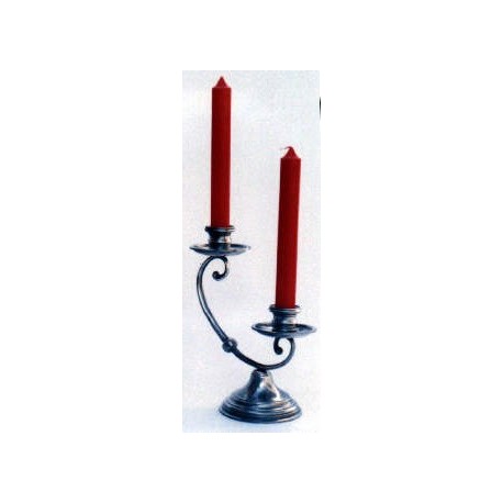 Two flames pewter candlestick