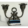 Two flames pewter candle holder