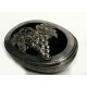 Pewter oval box with openworked grape decor