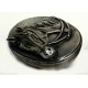 Pewter oval box with horse decor