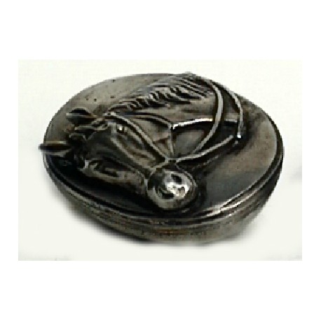 Pewter oval box with horse decor