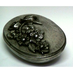 Pewter oval box with flower decor