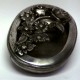 Pewter oval box with openworked flower decor