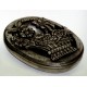Pewter oval box with openworked basket decor