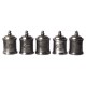 Set of 5 pewter spice pots