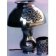 Desk lamp with pewter lampshade and grape decor