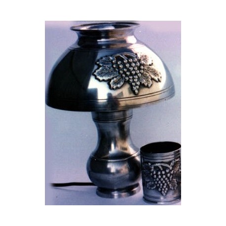 Desk lamp with pewter lampshade and grape decor