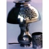 Desk lamp with pewter lampshade and grape decor