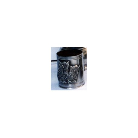 Pewter owl pencil pot