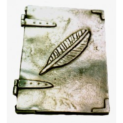 Pewter directory with feather decor