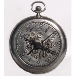 Pewter clock with flower decor