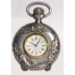 Large pewter watch with leaf decor