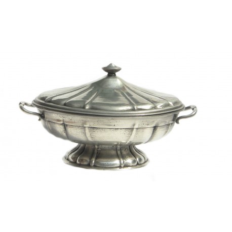 Pewter oval soup tureen