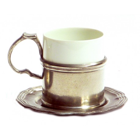 Tasse à café en porcelaine et étain