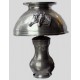 Pewter desk lamp with horse decor and lampshade