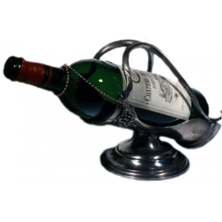 Pewter bottle holder with base and grape decor