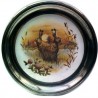 Pewter and faience plate with hare decor