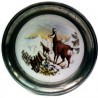 Pewter and faience plate with chamois decor
