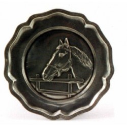 Pewter plate with horse decor
