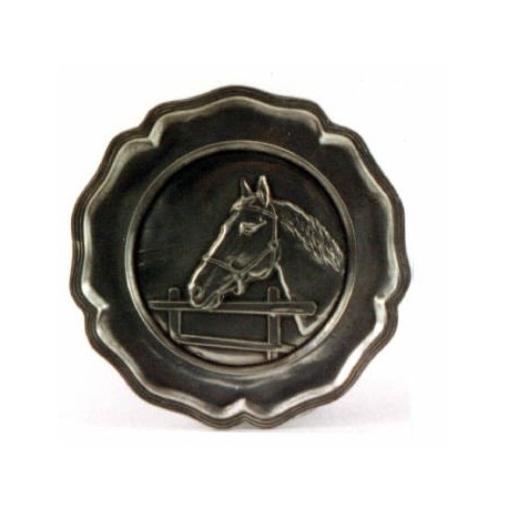 Pewter plate with horse decor