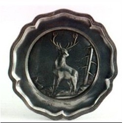 Pewter plate with deer decor