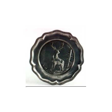 Pewter plate with deer decor