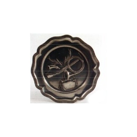 Pewter plate with hunt decor
