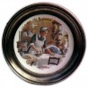 Pewter and faience plate with ironer decor