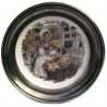 Pewter and faience plate with florist decor