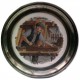 Pewter and faience plate with carpenter decor
