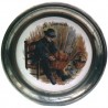 Pewter and faience plate with basket-maker decor