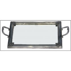 Pewter plain tray with mirror bottom
