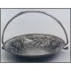 Large pewter fruit bowl with handle