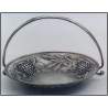 Large pewter fruit bowl with handle