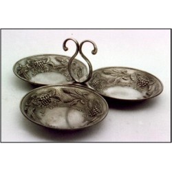 Pewter triple fruit bowl