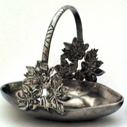 Large pewter basket with flower decor