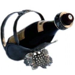 Pewter bottle holder with grape decor