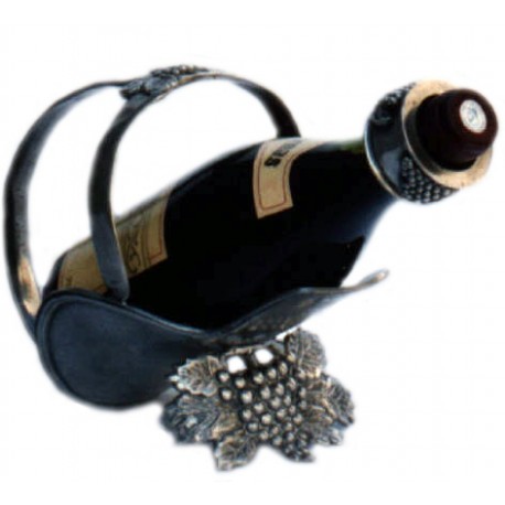 Pewter bottle holder with grape decor