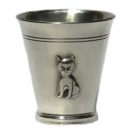 Pewter cat goblet