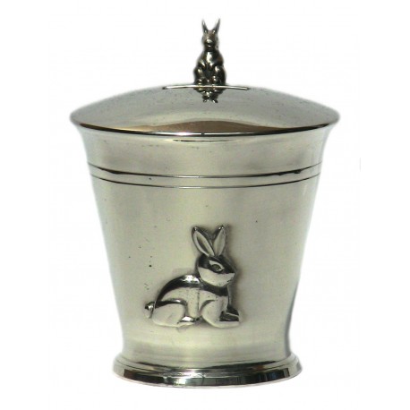 Pewter rabbit money box